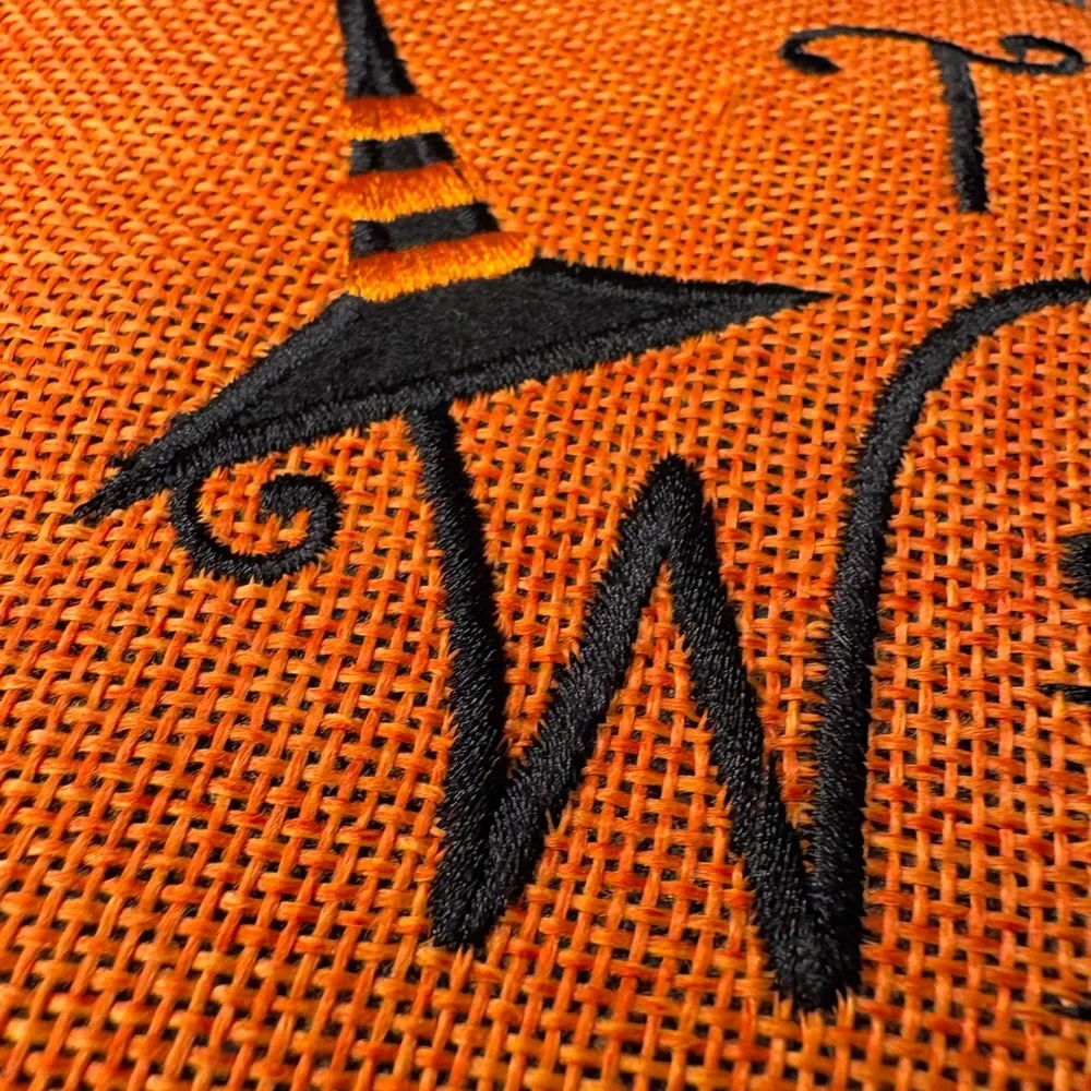 Witch Halloween Decorative Orange Black Lumbar Back Support Cushion Pillow 16x8”